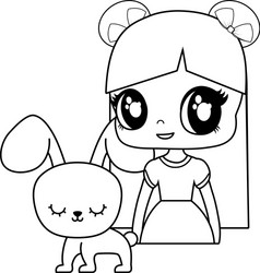 cute little doll with rabbit animal vector