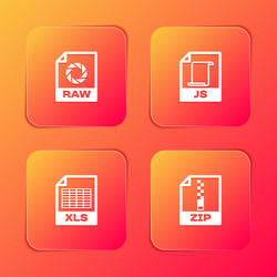 Set raw file document js xls and zip icon vector