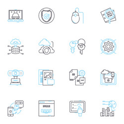 digital cybersecurity linear icons set encryption vector image