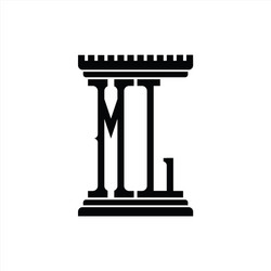 ml logo monogram with pillar shape design template vector image
