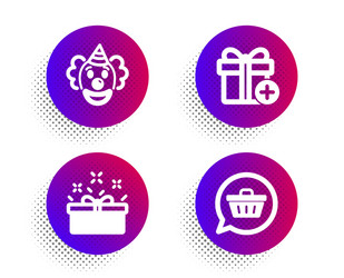 Add gift clown and present box icons set vector