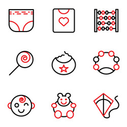 child and toy icon set include diapers pampers vector