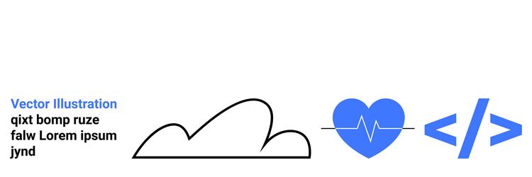 cloud heartbeat pulse and coding brackets vector image