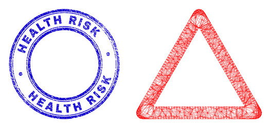 Scratched health risk seal and net irregular mesh vector