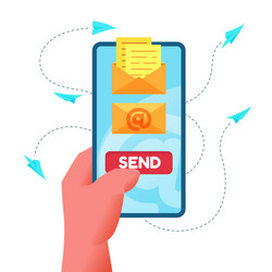 email message sending in phone screen vector image