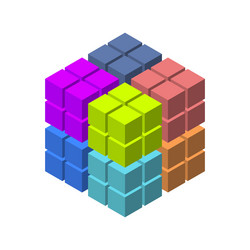 abstract 3d cube from cubes isolated on white vector image