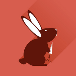 flat web icon with long shadow rabbit carrot vector image