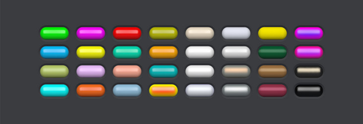 glossy web elements colored oval buttons 3d design vector image