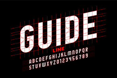 guide line font alphabet letters and numbers vector image