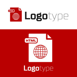 Red html file document download button icon vector