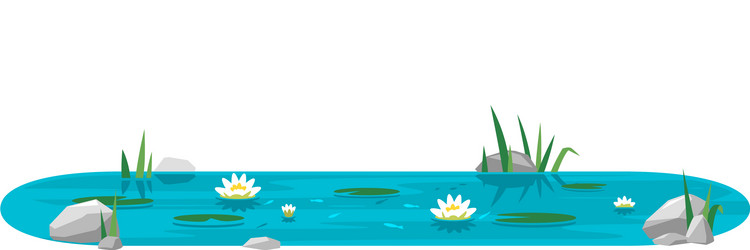 Small pond with water lilies in flat style vector