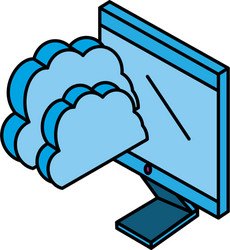 desktop computer with cloud computing vector image