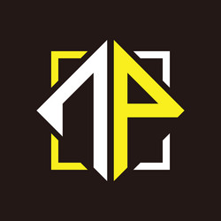 N p initials quadrangle monogram with square vector