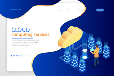 web page design templates cloud computing concept vector