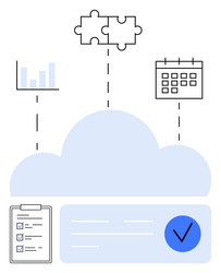 cloud computing elements with puzzle calendar vector image