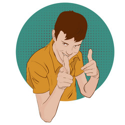 Guy showing approving gesture with his hands pop vector