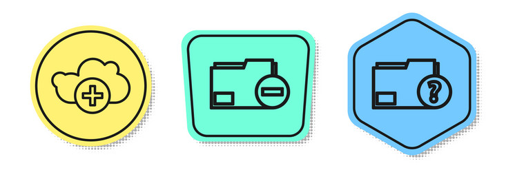 set line add cloud document folder with minus vector image