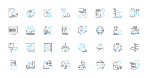 dispatch services linear icons set efficiency vector