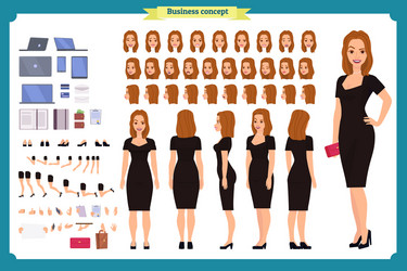 Girl in evening dress character creation set vector