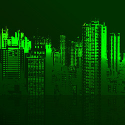 Green city and the sea vector