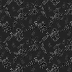 Tattoo machines and ink pattern black vector