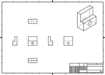 Technical drawing with perspective and orthogonal vector