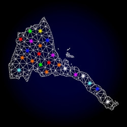 wire frame mesh map of eritrea with light vector