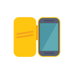 yellow phone case open showing back and front view vector image
