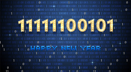 2021 in binary code happy new year greeting card vector