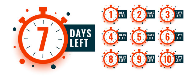 countdown timer number of days left with clock vector image