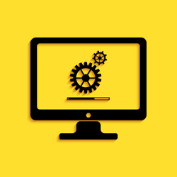 black computer monitor update process with gear vector image