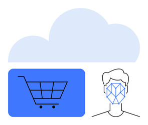 cloud computing integration with facial vector image