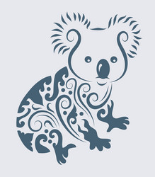 Floral Koala Ornament Vector Image