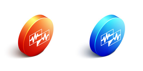 isometric computer monitor with cardiogram icon vector image