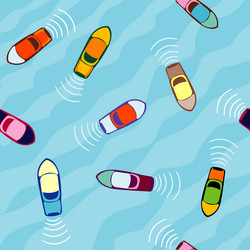 Ocean Boats Seamless Pattern Vector Image