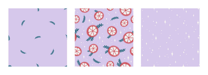 seamless pattern set with orange slices branches vector image