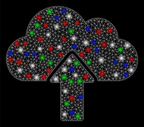 bright mesh network upload to cloud with light vector image