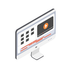 computer monitor with video editor on screen vector image