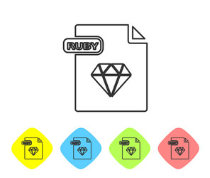 grey line ruby file document download button vector image