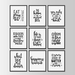 happy kitchen drawn typography poster conceptual vector