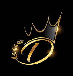 Gold crown and leaf monogram initial letter r Vector Image