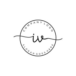 Initial iv handwriting logo with circle template Vector Image