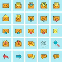 Mail and message icon set in flat design style vector