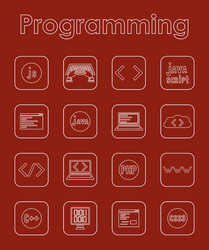 set of programming simple icons vector image