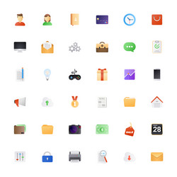 Big icon set colored semi flat icons pack vector