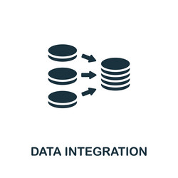 Data integration icon monochrome simple line vector