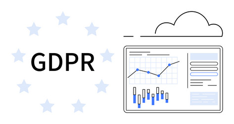 gdpr compliance and data analytics with cloud vector image