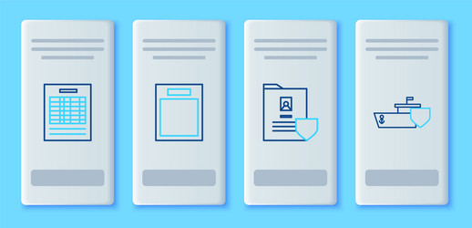 Set line empty form document with shield report vector