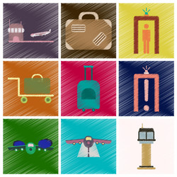 Set of flat icons in shading style airport vector
