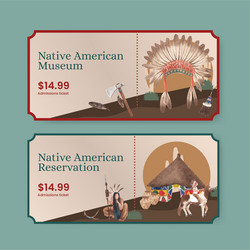 Ticket template with native american Royalty Free Vector